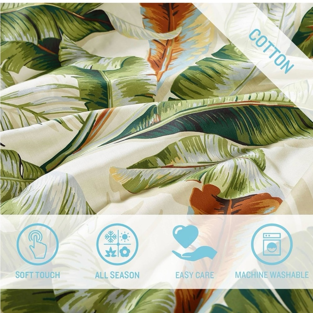 Tommy Bahama Leafy Green and Cream Duvet Cover - Picture 8 of 12
